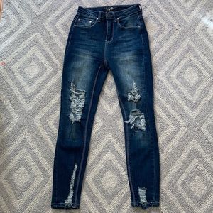 High Rise Curvy Ripped Jeans Size 00